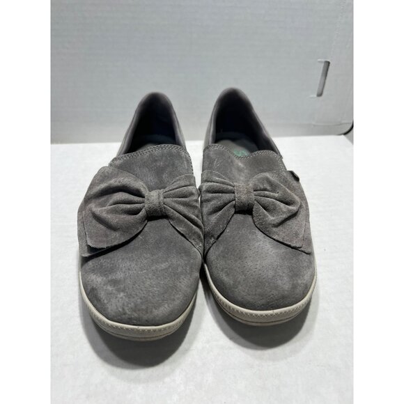 Sketchers micro leather Madison Ave grey bow slip on shoe women size 6 - Picture 9 of 9